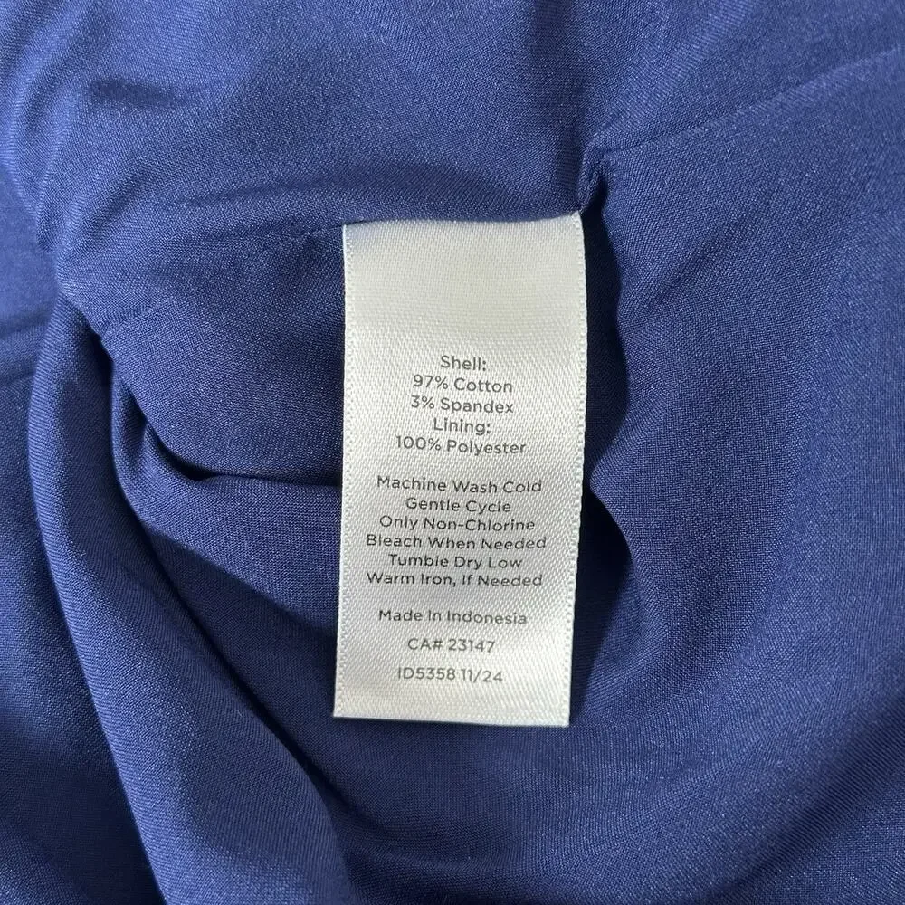 Talbots Women’s Navy Elaborate Medallion Canvas A Line Stretch Zip Skirt Size 10